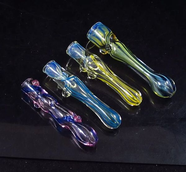 4-5 Zoll Glas One Hitter Rauchpfeife Tabaklöffel Schwere dichronische dichroitische Mischung Farbe und Stil kostenloser Versand