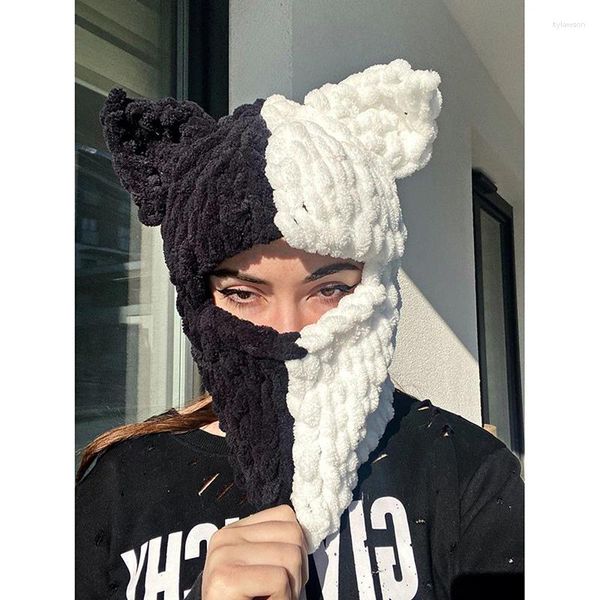 Berretti Donna Ragazza Divertenti Orecchie di animale Cappello lavorato a maglia Berretto Creativo Autunno Inverno Caldo integrale Sci Facewear Copertura francese