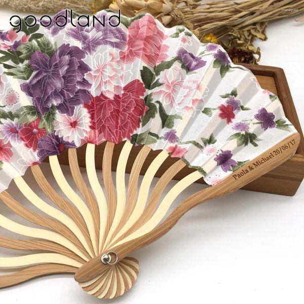 Dekoratif Figürinler 100 PCS Kişiselleştirilmiş/Özelleştirilmiş Bambu Polyester Çiçek Çiçekleri Düğün Çin Japonca Katlanır Fan