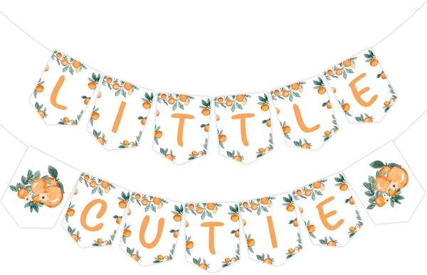 Decoração de festa Little Cutie Banner laranja guirlanda tema cítrico chá de bebê decoração de aniversário tangerina suprimentos de frutas