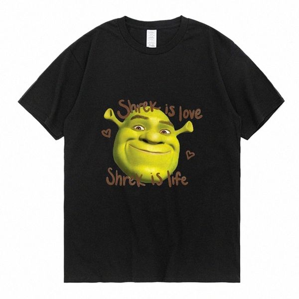 Shrek ist Liebe Shrek ist Leben Print T-shirt Männer Frauen Sommer Cott Übergroßen Bequemes T-shirt Trendy Fi Kurzarm T-stücke r1sY #