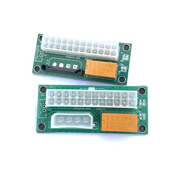 Adattatore doppio PSU ATX da 24 pin a 4 pin SATA Convertitore cavo di prolunga per scheda di sincronizzazione di alimentazione Convertitore adattatore riser ADD2PSU