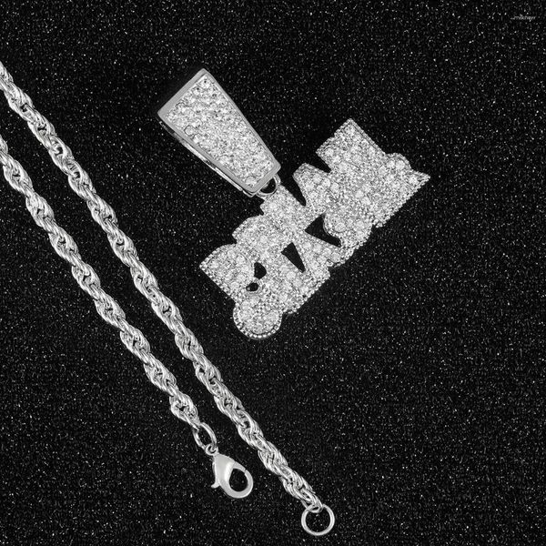 Anhänger Halsketten Hip-Hop-Halskette Strass mit 4 mm breiter Zinklegierung Fake Fried Dough Twists Wunderschöne Herrenaccessoires Chr
