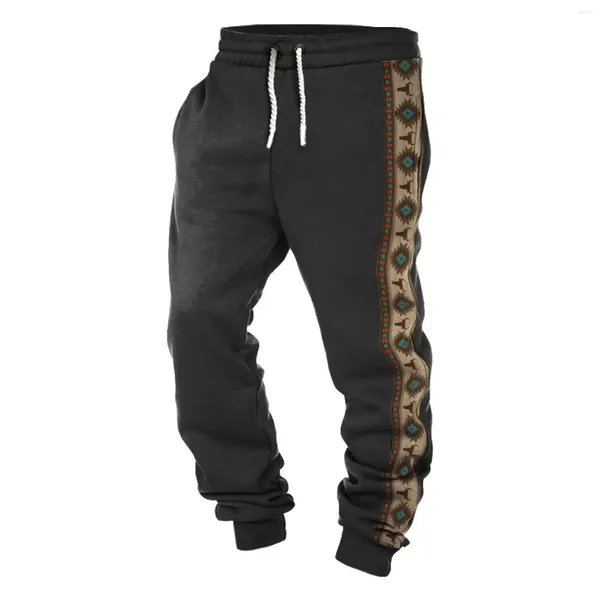 Мужские брюки, винтажные осенне-зимние повседневные модные индивидуальные спортивные штаны с 3d принтом, длинные спортивные штаны 2024