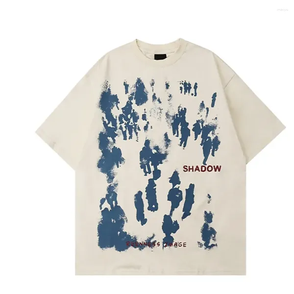 Camicie da uomo 2024 uomini estivi a manica corta magliette hip hop persone ombra stampata streetwear harajuku cotone casual cotone top tees vendita
