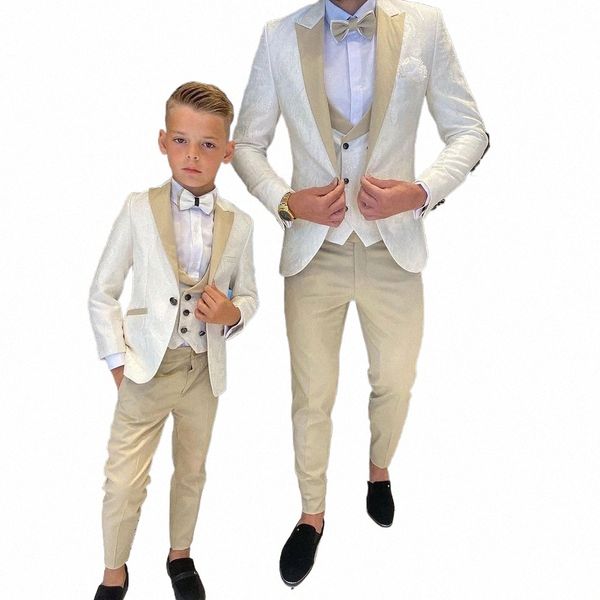 Nuovo modello Padre e S Abiti da uomo Matrimonio Prom Smoking dello sposo Terno Masculino Slim Fit Blazer 3 pezzi Giacca + Pantalone + Gilet