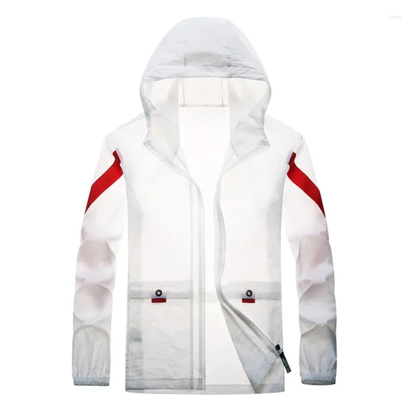 Jaquetas masculinas protetor solar roupas para homens verão fino jaqueta de seda gelo transparente lazer ao ar livre solto esportes moda
