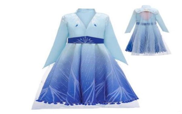 2020 Ragazza Snow queen 2 II Snow Queen Abito da principessa Cappotto Bambino Fiocco di neve Costume Party Abiti fantasia Cappotto MF 0041813910