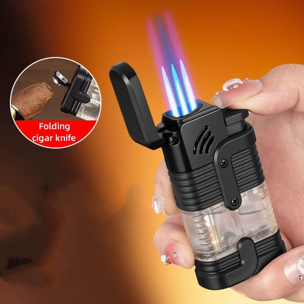 Neue Turbine Butan Wind Proof Direct Charge Metall Taschenlampe Home Küche Gasherd Outdoor Camp Grill Zigarre Zündung Feuerzeuge