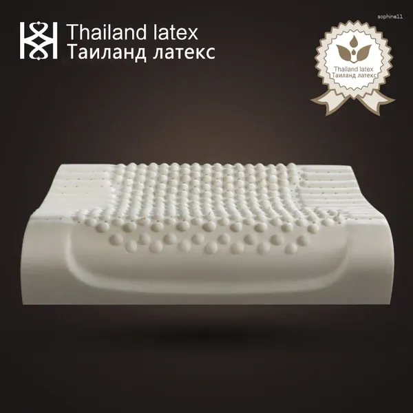 Yastık Tayland Doğal Lateks Yatak Servikal Ortopedik 60x40x12x10cm Uyku Yatak Masaj Parçacıkları Bellek Köpük Yastık