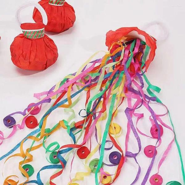 Decoração de festa 5 pcs casamento lance streamers colorido mão confetes poppers fita de papel de aniversário favores de formatura