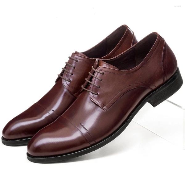 Scarpe eleganti Oxford traspiranti nere / marroni con punta a punta Oxford da uomo in vera pelle da matrimonio