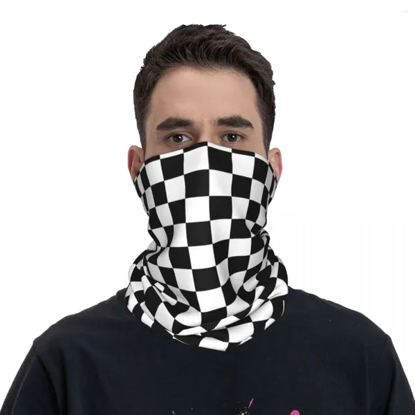 Cappellini da ciclismo Passamontagna a scacchiera in bianco e nero Cool Running Travel Maschere per il viso Uomo Maschera di protezione alla moda Scaldacollo Sciarpe