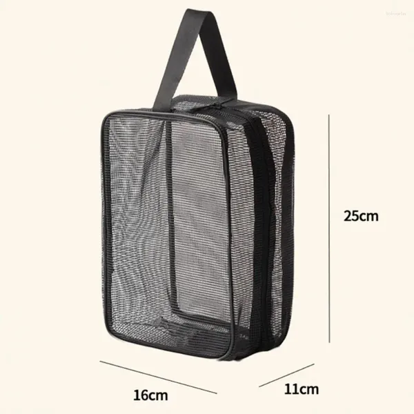 Aufbewahrungstaschen Tragbare Duschtasche Schnell trocknender Toilettenartikel-Organizer mit Kapazität für Fitnessstudio Camping Mesh Tolle Kosmetik