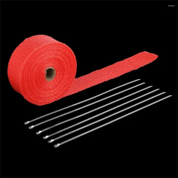 3 boyutlu 1.5mm 50mm 15m Rulo Fiberglas Egzoz Başlığı Isı Sarma Bant 6 Bağ Kiti Manifolds Başlıkları