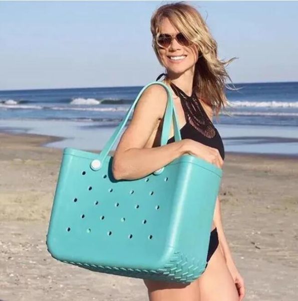 Sommer Extra Große Boggs Strandtasche EVA Strandkorb Frauen Picknick Einkaufstasche Löcher Wasserdichte Handtasche Beutel Einkaufen Umhängetasche Designer-Tasche