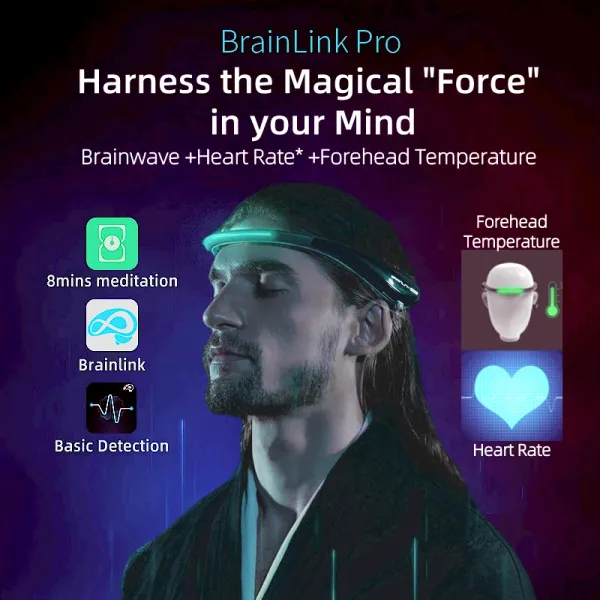 Tracker Brainlink PRO EEG-Headset EKG-Feedback-Fokus-Trainings-Stirnband EEG-Gehirnwellen-Emotionserkennung mit interaktivem Multiplayer-Spiel