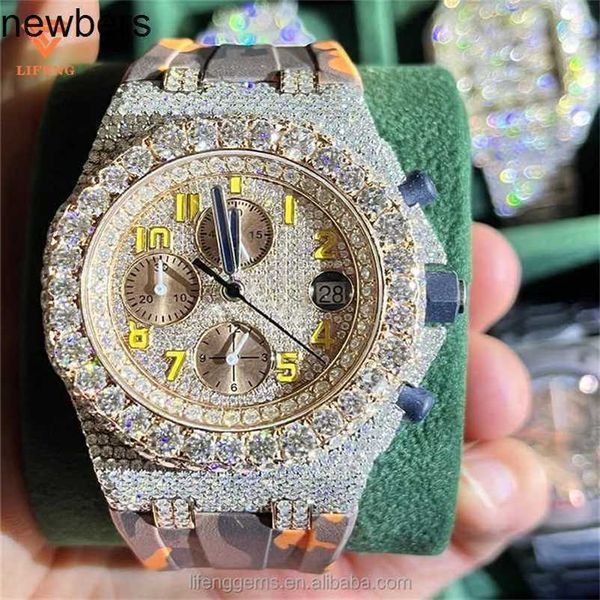 Diamonds AP-Uhr Apf Factory Vvs Iced Out Moissanit Can Past Test Luxury Diamonds Quartz Movement Iced Out Sapphire OG2E Out for Hiphop Date Handmade MechaniMR6Y