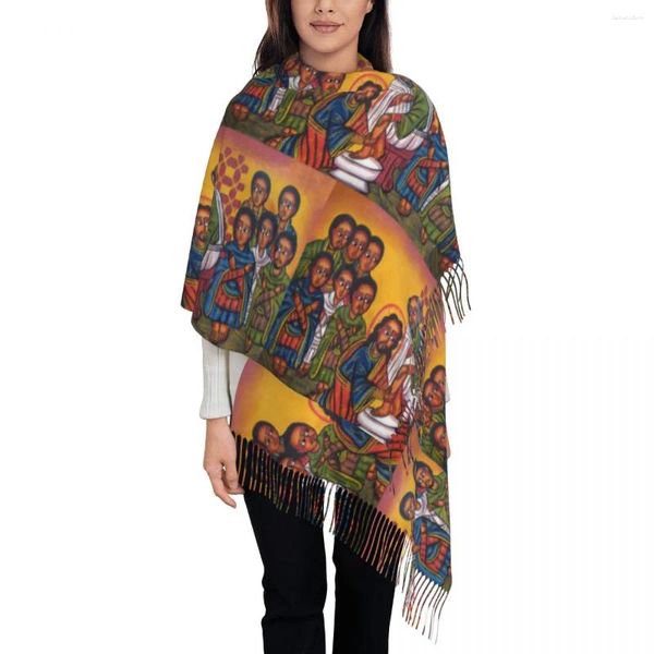 Schals äthiopischer christlicher Christus Waschkunst Quaste Schal Frauen weicher Schal Wrap Lady Winter