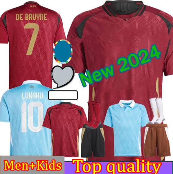 Belgien 24 25 Fußball -Jersey de Bruyne Lukaku Doku2024 Euro Cup National Fußball Hemd Männer Kids Kit Home Away Away Carrasco Tielemans Mertens Trossard