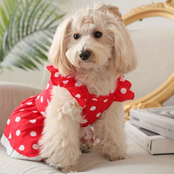 1 vestito traspirante per animali a pois, ideale per feste estive e relax