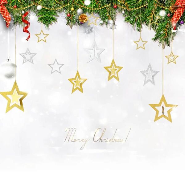 Decorazione per feste 7 pezzi/pacchetto stella vuota con carta glitter per l'anno di Natale Birthday Birthday Shopwindow Ornamenti appesi decorazioni
