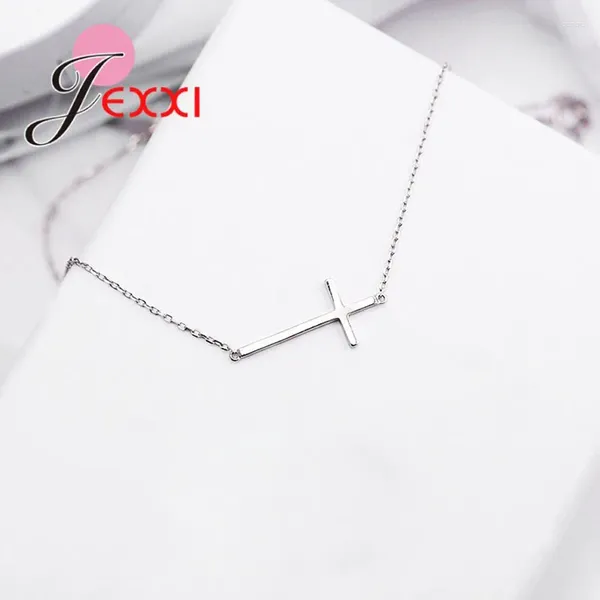 Ketten Echt Reine 925 Sterling Silber Schmuck Religiöse Kreuz Choker Anhänger Halsketten Für Frauen Geschenke Ball Party Kragen