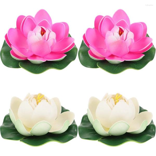 Dekoratif Çiçekler 4 PCS Gölet Dekorasyonu Simüle Yarım Açık Lotus Yaprağı Yapay Çiçek Yüzen Set Akvaryum Dekorasyonları Props