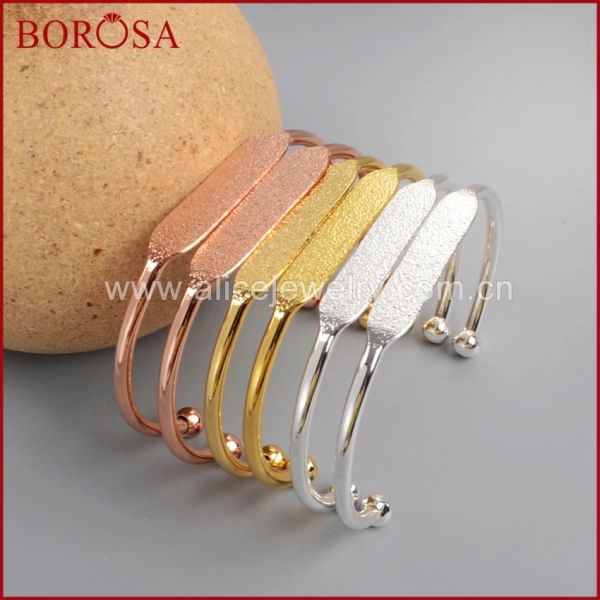 Bangles Borosa 10pcs por atacado colorido de ouro em branco Branquilhas de pulseira dourada pulseira de mangueira plana Fazendo PJ026G