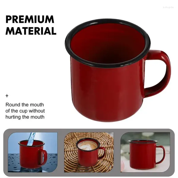 Tassen Becher Tasse Emaille Kaffee Camping Tassen Tee Vintage Metall Wasser Trinken Eisen Zinn Lagerfeuer Reise Camp Retro Griff