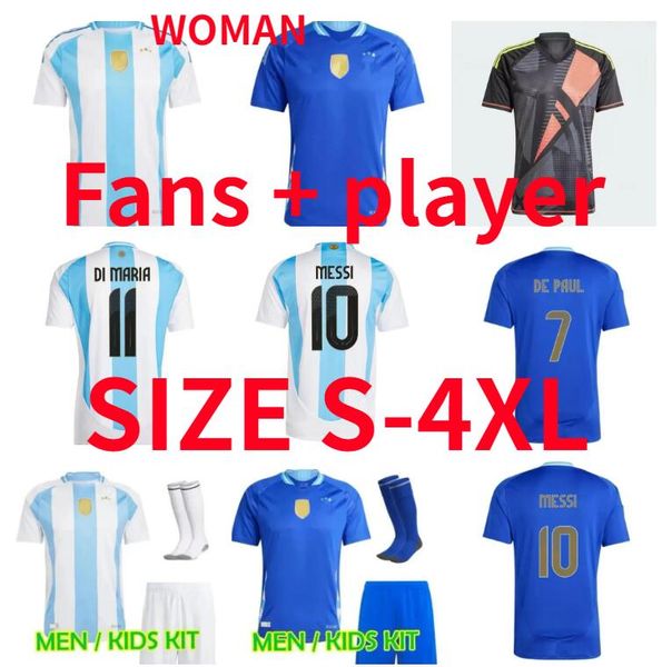 24 25 Maglia da calcio Argentina Versione commemorativa del giocatore MESSIS DYBALA DI MARIA MARTINEZ DE PAUL MARADONA kit da uomo per bambini 2024 Copa America Cup Camisetas portiere