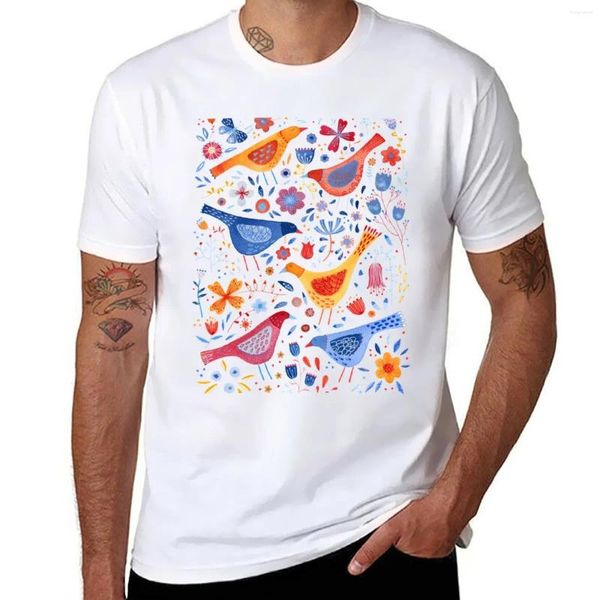 Canotte da uomo Uccelli in un giardino T-shirt Anime Abbigliamento Dogana Ragazzi Stampa animale Fan dello sport T-shirt oversize da uomo