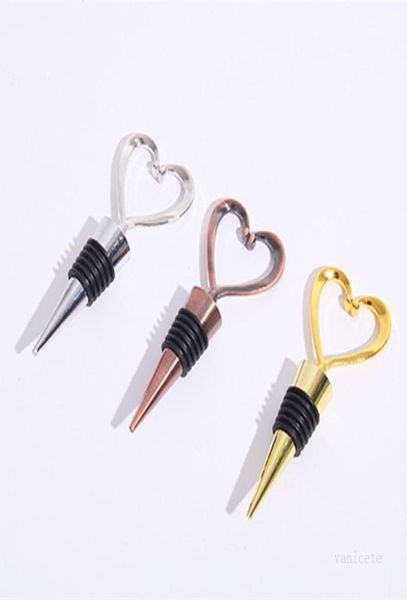 Champagne forma dell'amore Tappo per bottiglia di vino in metallo Oro rosa Argento Elegante amante a forma di cuore Tappo per vino rosso Utensili da cucina T2I525458758