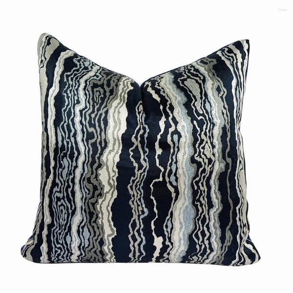 Travesseiro moderno abstrato tecido listrado azul casa decorativa caso 45x45cm quadrado sofá capa presente 1 peça conjunto