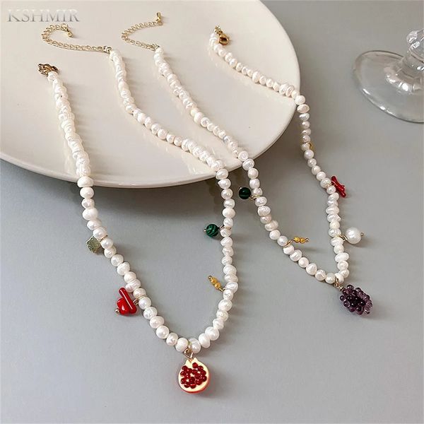 Barlock Natürliche Süßwasser Perle Herzförmige Halskette Obst Weiblichen Halsband Schlüsselbein Kette Mädchen Schmuck Geschenk 240322