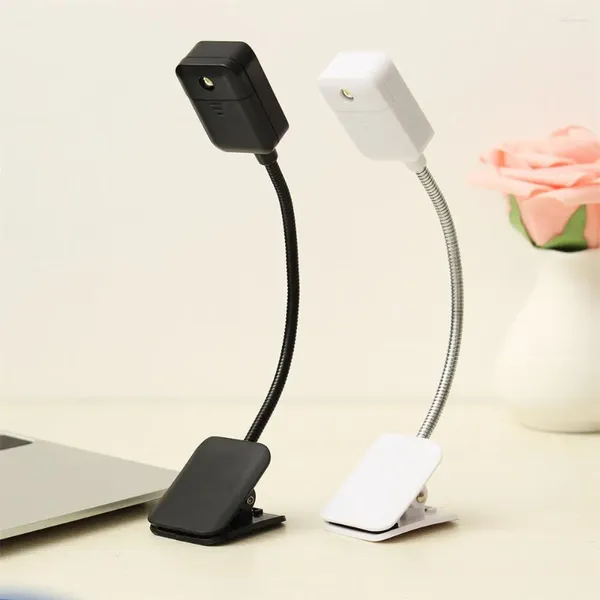 Tischlampen, kleine LED-Lampe mit Clip, weiß/schwarz, schlankes Design, geringer Stromverbrauch, zum Aufstecken neben dem Bett, PC-Telefonbeleuchtung, 0,05 W