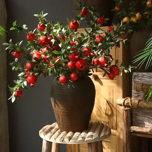 Party Dekoration 80 cm 6 Kopf Künstliche Granatapfel Zweig Schaum Simulation Obst Gefälschte Beeren Hause Hochzeit Vase Pograph Prop