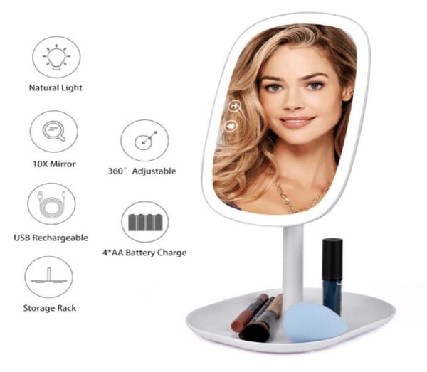 47 luci a LED Specchio da tavolo rotante a 360 gradi Touch Sn Specchio per il trucco Specchio cosmetico professionale Piano di lavoro regolabile di bellezza5181774