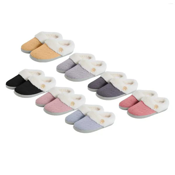 Pantofole Autunno/Inverno Pulsante H Multi colore impiombato Caldo cotone per la casa da donna per casa microonde da donna