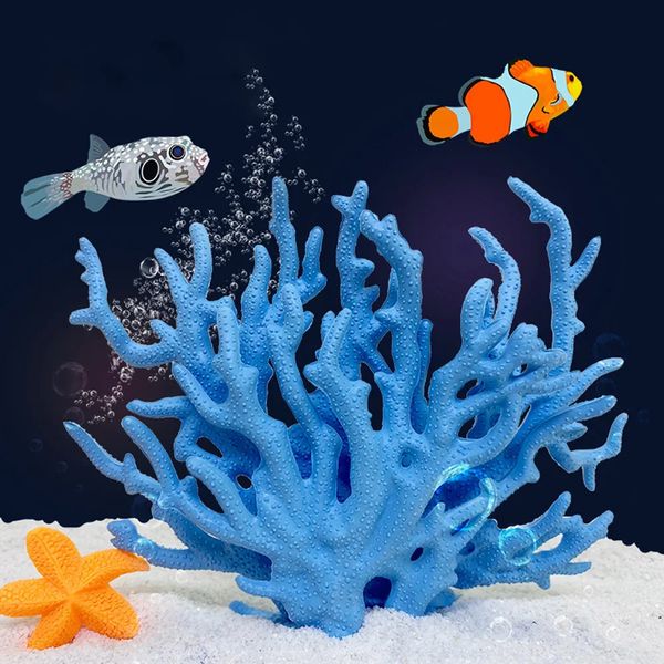 1pc simulação de tanque de peixes plástico coral paisagismo decoração imitação planta de água aquário ornamento diy decoração do tanque de peixes 240314