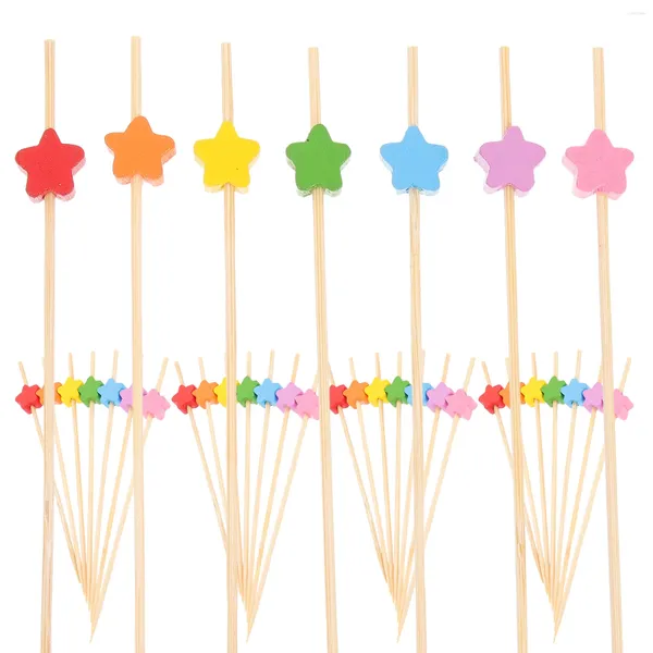 Posate usa e getta 100 pezzi bastoncini di bambù stuzzicadenti per feste per antipasti ornamento cocktail frutta bicchieri di carta cuore decorativo calcio
