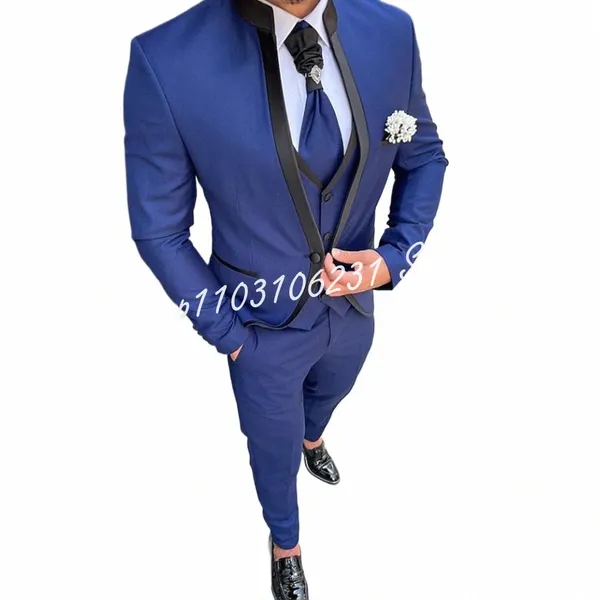 Fi Navy Hochzeit Anzüge Männer Blazer Einreiher Luxus Terno 3 Stück Männliche Jacke Hosen Weste Slim Fit Kostüm Homme d5KX #