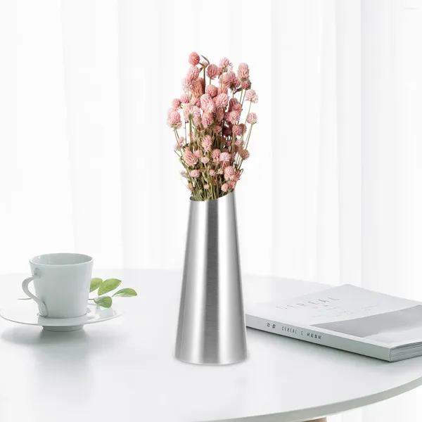 Vasos de aço inoxidável vaso lareira pequena flor de metal titular mini mesa decoração plantador