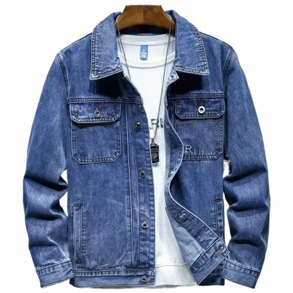Мужские джинсовые пальто с широкими плечами Мужская джинсовая куртка Осень-карго Fast Deery Корейская популярная одежда Большой размер Wed G Низкая цена f6Hj #