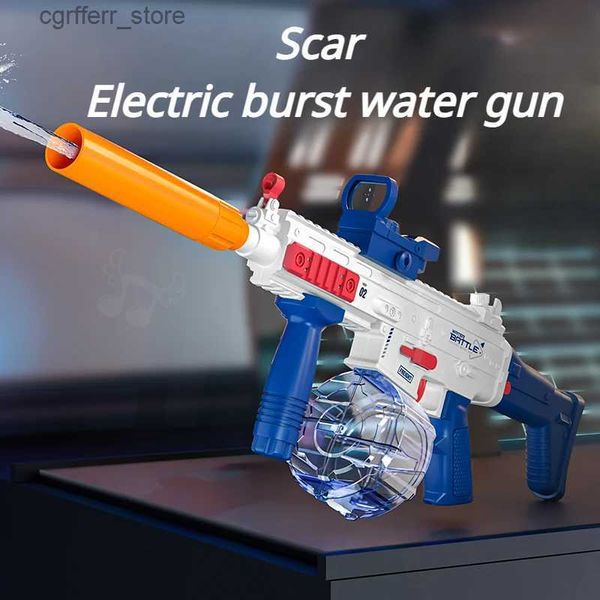 Gun Toys Scar pistola ad acqua elettrica giocattolo con tiro continuo visivo giocattolo estivo piscina all'aperto gioco d'acqua per bambini240327