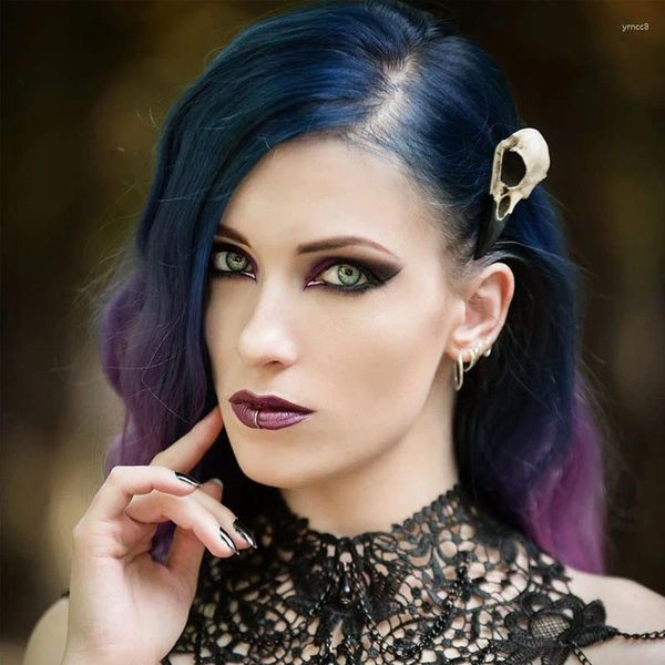 Haarspangen Goth Simulation Skelett Krähenkopf Haarnadel für Frauen Dark Creative Horror Fun Clip Halloween Party Zubehör