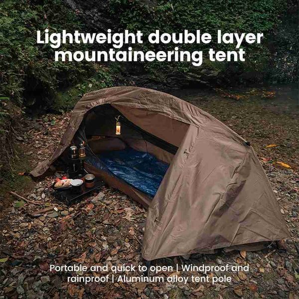 Tendas e abrigos Sonuto-Tenda de acampamento para uma pessoa leve tenda de nylon abrigo tático com rede mosquiteira anti-mosquito campo impermeável24327
