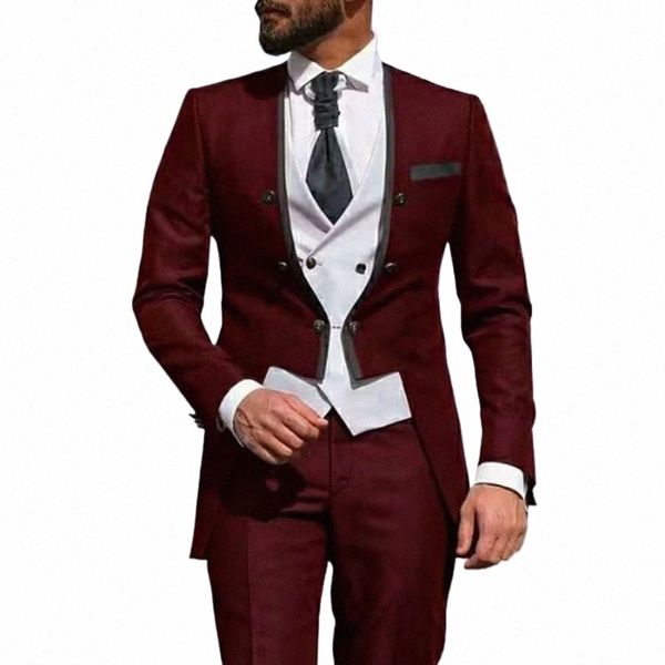 021 Burdy Festa de Casamento Traje Popular Roupas Casual Anfitrião África Terno Masculino Regular Fit Smoking 2 Peças Conjuntos Jaqueta + Calça 204n #