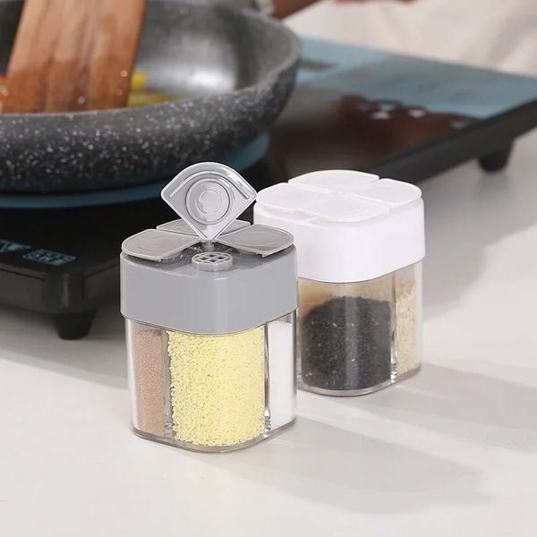 Novo sal e pimenta shakers recipiente de especiarias plástico não contém bpa conjunto vasilha cozinha tempero organizador jar cozinha gadget conjunto