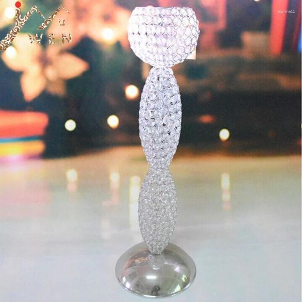 Decoração de festa 70cm de altura moda luxo peça central de casamento suporte de vela de cristal evento/festa 1 lote 6 peças